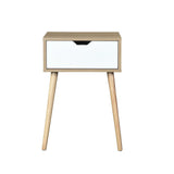 Mid-Century Modern Nightstand With Storage Drawer - White / Wood - Furniture Home Direct