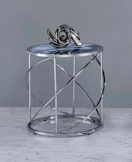 Lyda - Marble Print End Table - Blue - Furniture Home Direct