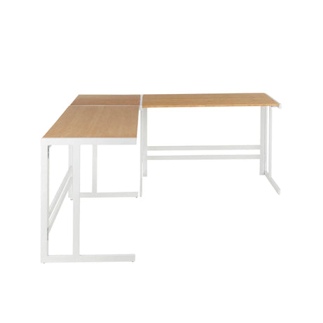 Roman - Industrial L Shaped Desk - White / Natural - Furniture Home Direct