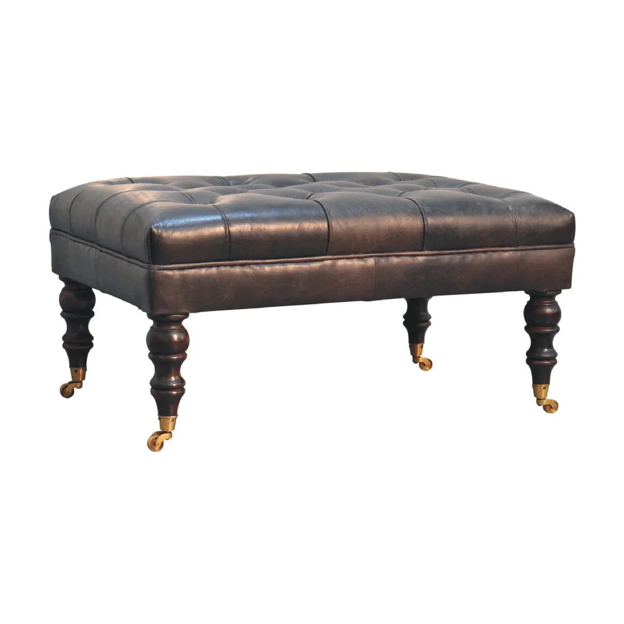 Buffalo - Leather Ottoman With Castor Legs - Furniture Home Direct