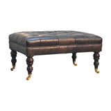 Buffalo - Leather Ottoman With Castor Legs - Furniture Home Direct