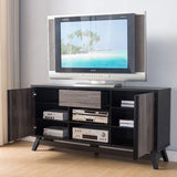 TV Stand With 2 Doors, 1 Drawer And 6 Shelves - Black / Gray - Furniture Home Direct