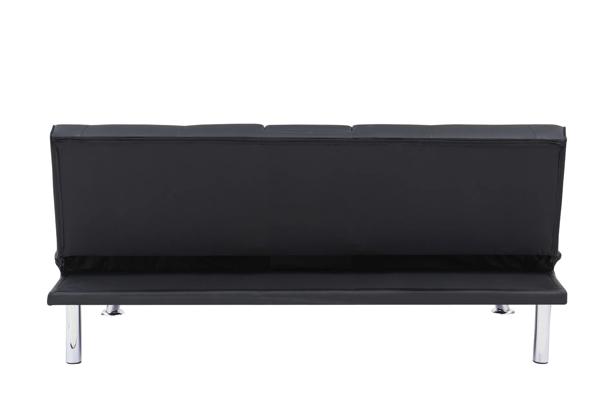 Black Leather Multifunctional Double Folding Sofa Bed for Office with Coffee Table - Furniture Home Direct