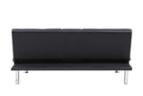 Black Leather Multifunctional Double Folding Sofa Bed for Office with Coffee Table - Furniture Home Direct