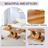 Coffee Table Wood Rectangular With Curved Base Walnut - Furniture Home Direct