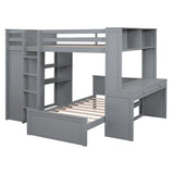 Loft Bed With A Twin Size Standalone Bed, Shelves, Desk, And Wardrobe - Furniture Home Direct