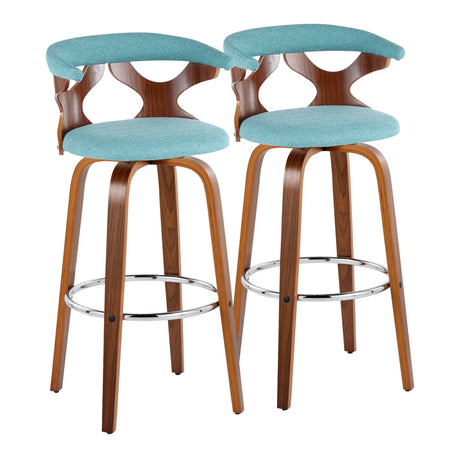 Gardenia - Mid Century Modern Fixed Height Barstool With Swivel With Round Footrest (Set of 2) - Furniture Home Direct