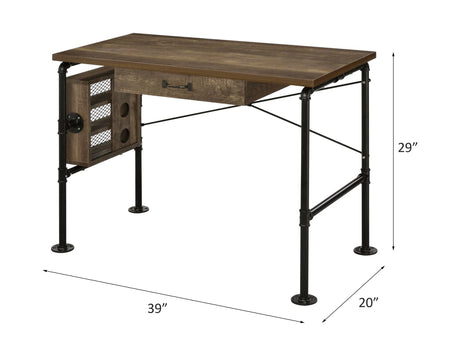 Endang - Writing Desk - Weathered Oak / Black - Furniture Home Direct