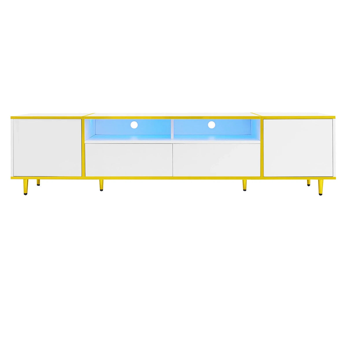 TV Stand For TVs Up To 80", Entertainment Center With 2 Shelves And LED Lights - Furniture Home Direct