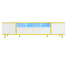 TV Stand For TVs Up To 80", Entertainment Center With 2 Shelves And LED Lights - Furniture Home Direct