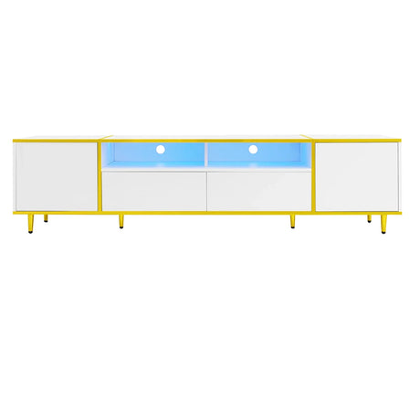 TV Stand For TVs Up To 80", Entertainment Center With 2 Shelves And LED Lights - Furniture Home Direct