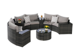 11 Piece Patio Set With Tempered Glass Round Coffee Table - Furniture Home Direct