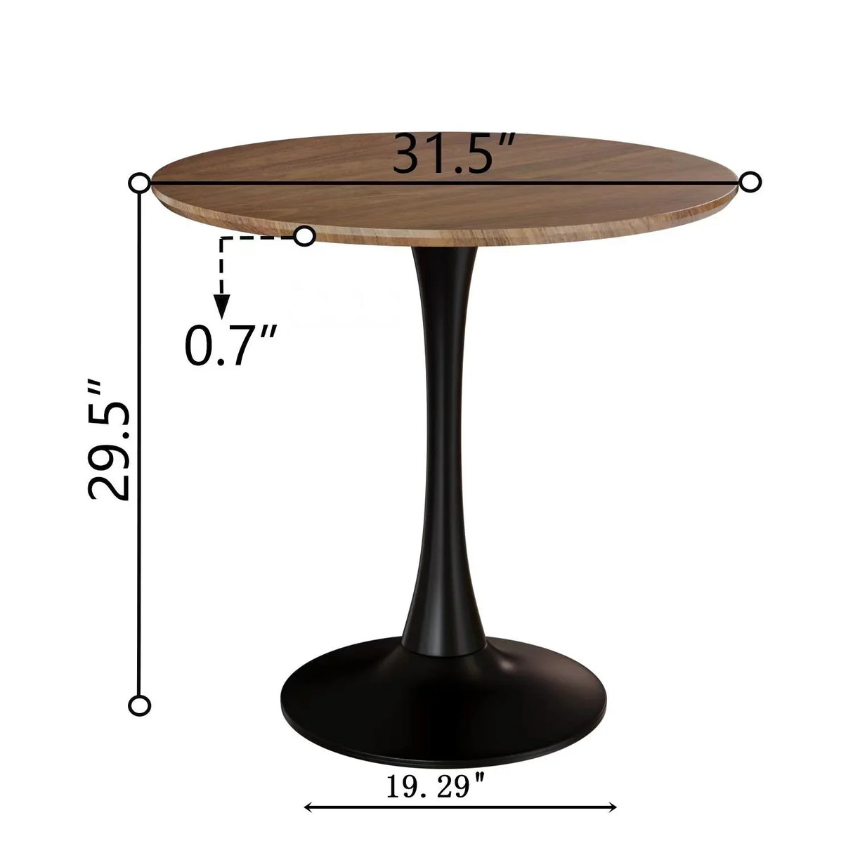 Mid-Century Round Dining Table With Pedestal Base For 2 - 4 People - Furniture Home Direct
