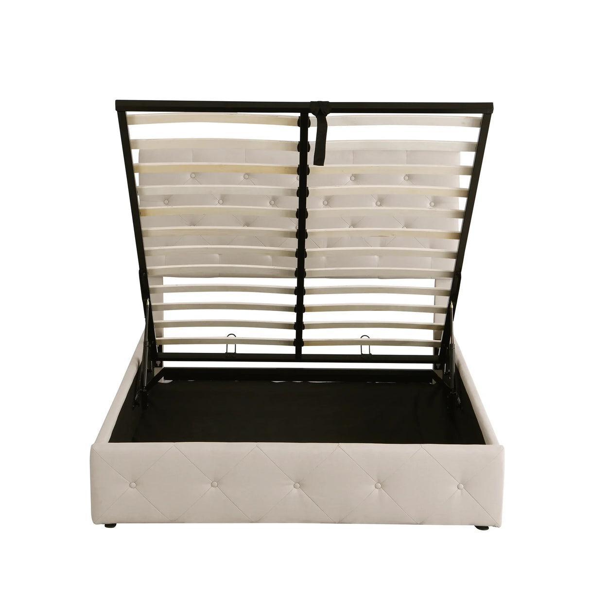 Platform Bed With Hydraulic Storage Upholstered Beige - Furniture Home Direct