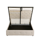 Platform Bed With Hydraulic Storage Upholstered Beige - Furniture Home Direct