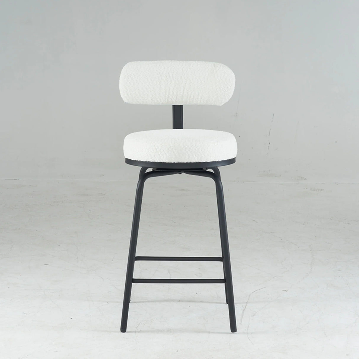 Counter Height Bar Stool Swivel Fabric Upholstery White - Furniture Home Direct