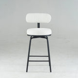 Counter Height Bar Stool Swivel Fabric Upholstery White - Furniture Home Direct