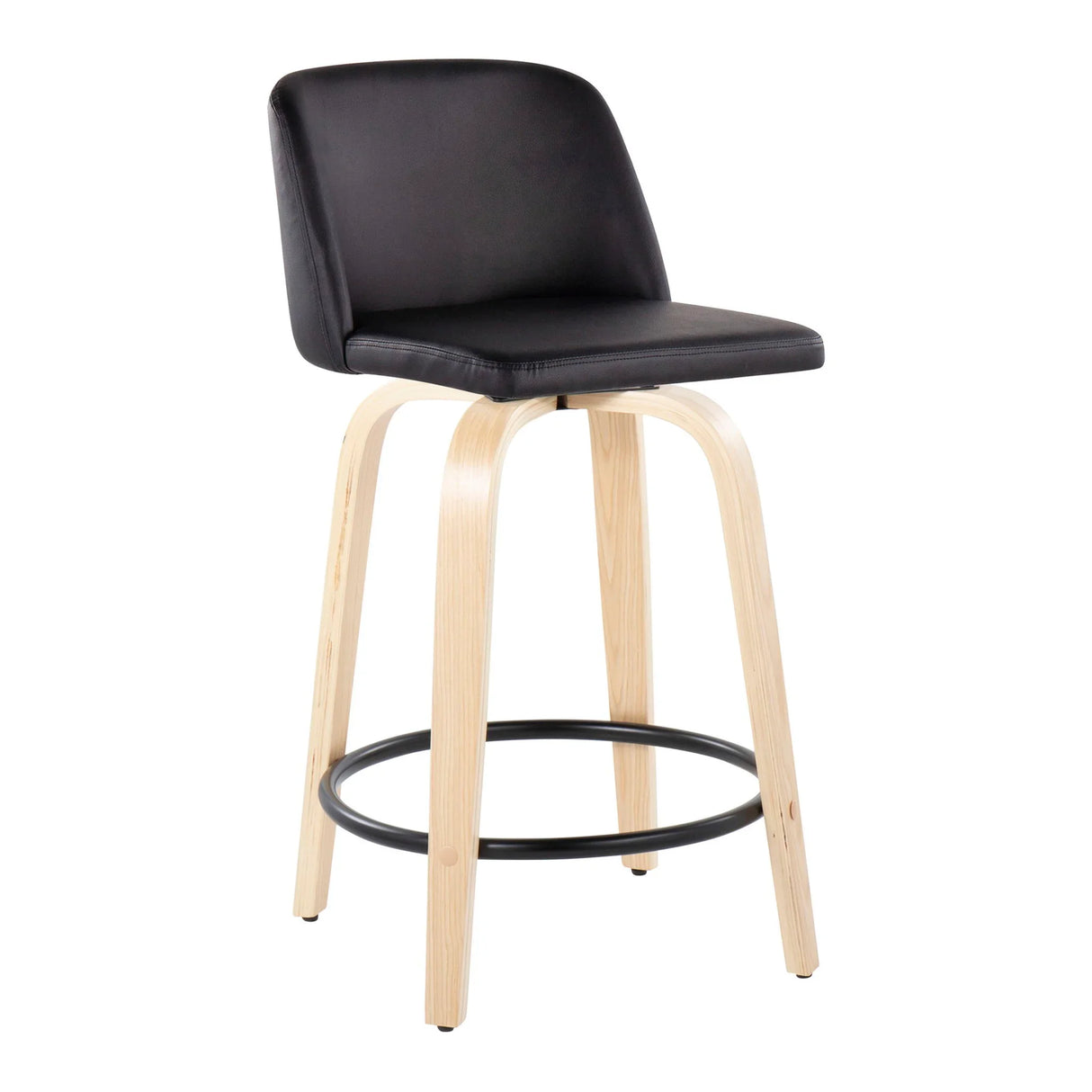 Toriano - Contemporary, Fixed Height Counter Stool With Swivel And Round Footrest (Set of 2) - Furniture Home Direct