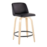 Toriano - Contemporary, Fixed Height Counter Stool With Swivel And Round Footrest (Set of 2) - Furniture Home Direct