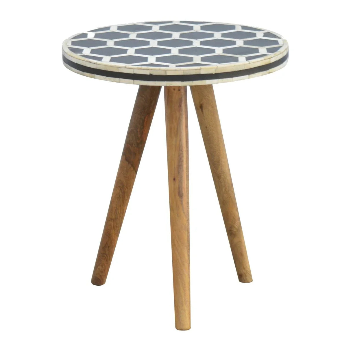 Inlay - Bone Tripod Stool - Beige / White - Furniture Home Direct