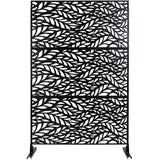 Outdoor & Indoor Privacy Screen Metal Privacy Screen, Freestanding Decorative Privacy Screen For Deck Balcony Patio - Black - Furniture Home Direct
