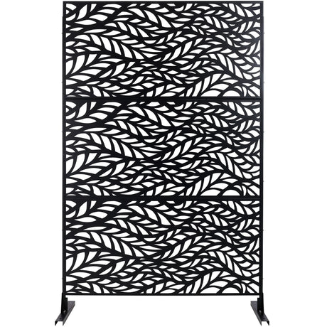Outdoor & Indoor Privacy Screen Metal Privacy Screen, Freestanding Decorative Privacy Screen For Deck Balcony Patio - Black - Furniture Home Direct