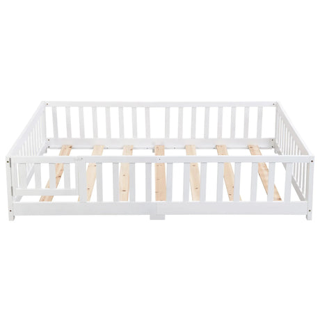 Solid Floor Bed With Door And Fence For Children - Furniture Home Direct