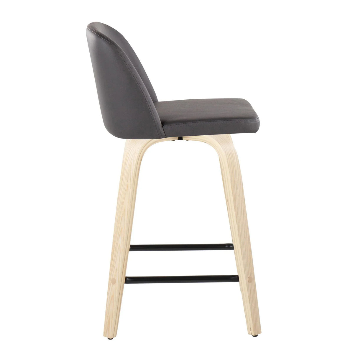 Toriano - Contemporary Modern Design Fixed Height Counter Stool With Swivel With Square Footrest (Set of 2) - Furniture Home Direct