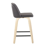 Toriano - Contemporary Modern Design Fixed Height Counter Stool With Swivel With Square Footrest (Set of 2) - Furniture Home Direct