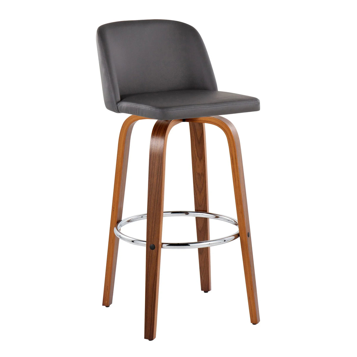 Toriano - Mid Century Modern Fixed Height, Barstool With Swivel With Round Footrest (Set of 2) - Furniture Home Direct
