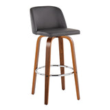 Toriano - Mid Century Modern Fixed Height, Barstool With Swivel With Round Footrest (Set of 2) - Furniture Home Direct