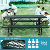Outdoor Steel Picnic Rectangular Table With Umbrella Pole - Furniture Home Direct