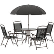 Outsunny - Patio Dining Set With Table Umbrella, Folding Chairs And Dining Table, Outdoor Patio Furniture Set - Furniture Home Direct