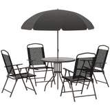 Outsunny - Patio Dining Set With Table Umbrella, Folding Chairs And Dining Table, Outdoor Patio Furniture Set - Furniture Home Direct