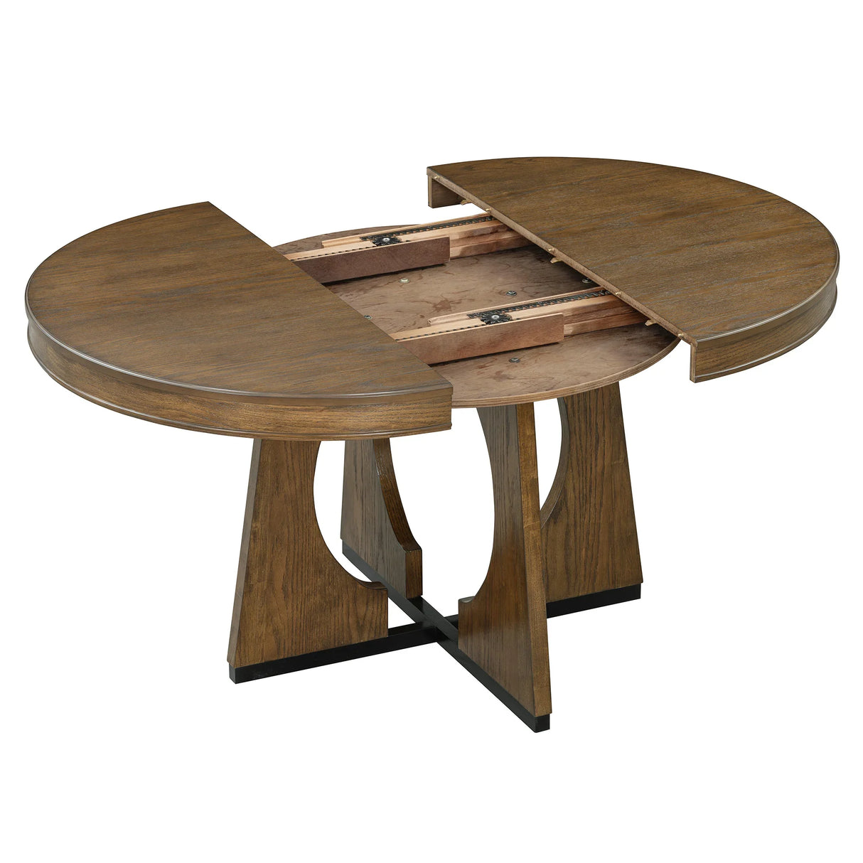 Dining Set Round Table With Four Upholstered Chairs Walnut - Furniture Home Direct