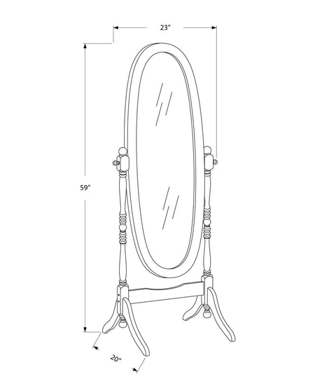 Standing Floor Mirror Full Length Oval Dressing For Bedroom - White - Furniture Home Direct