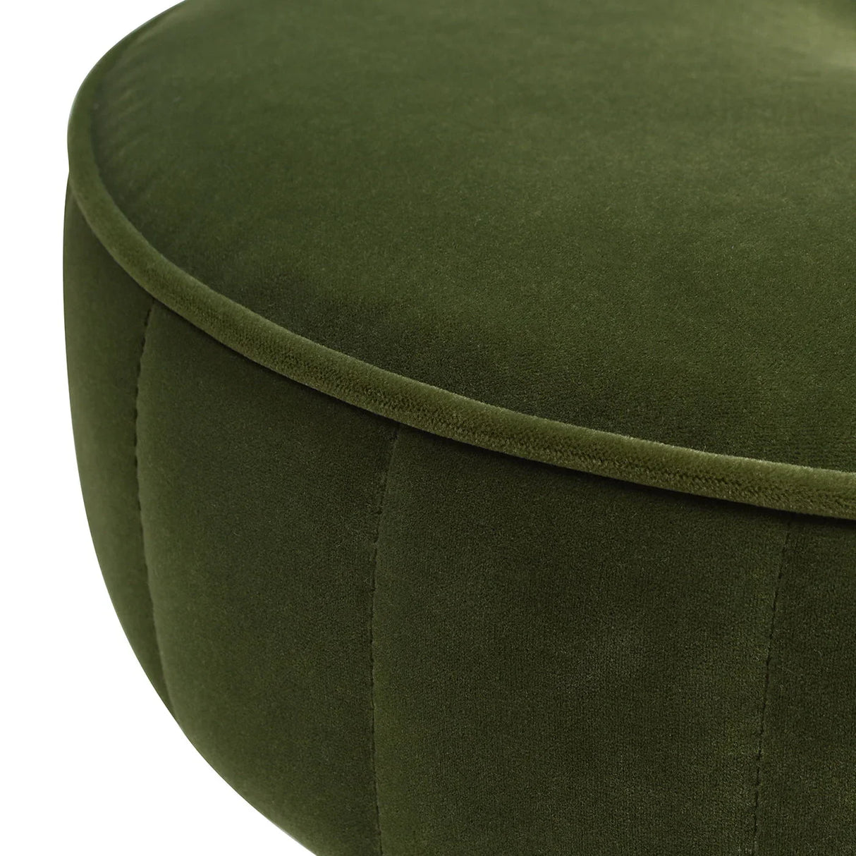 Riley - Round Footstool Ottoman - Olive Green - Furniture Home Direct