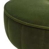 Riley - Round Footstool Ottoman - Olive Green - Furniture Home Direct