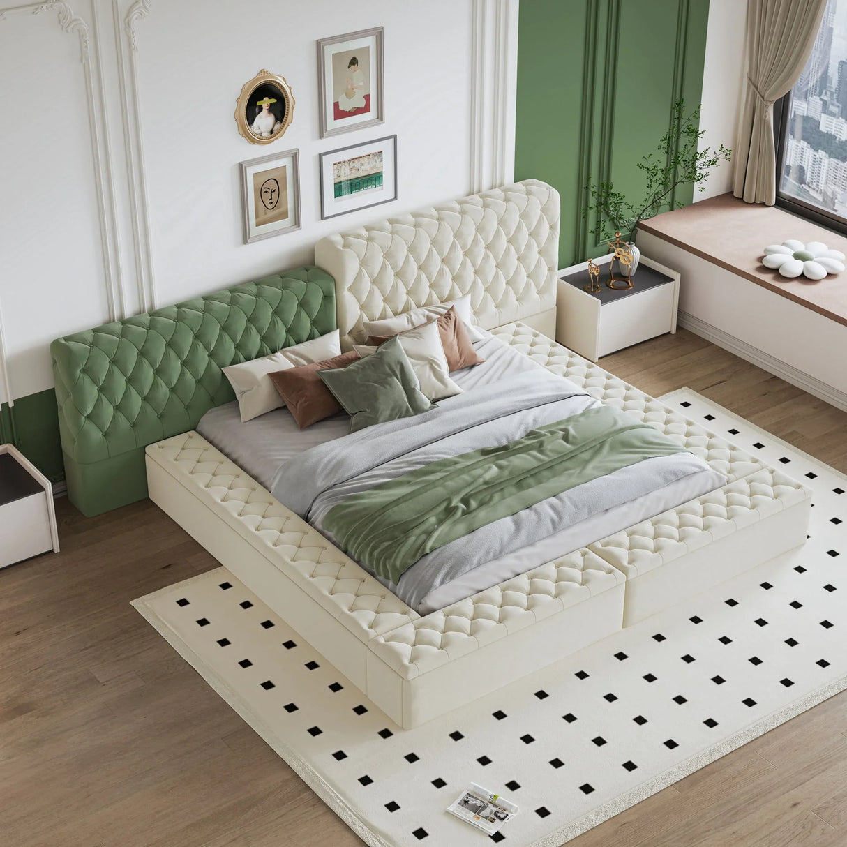 Modern Upholstered Platform Bed With Storage Space, Sturdy And Stable Solid Wood Frame - Furniture Home Direct