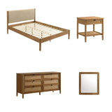 Bedroom Set Queen Bed Dresser Contemporary Finish Walnut - Furniture Home Direct