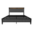 Bed With Charging Station, American Design Upholstered Headboard, Metal Platform - Furniture Home Direct