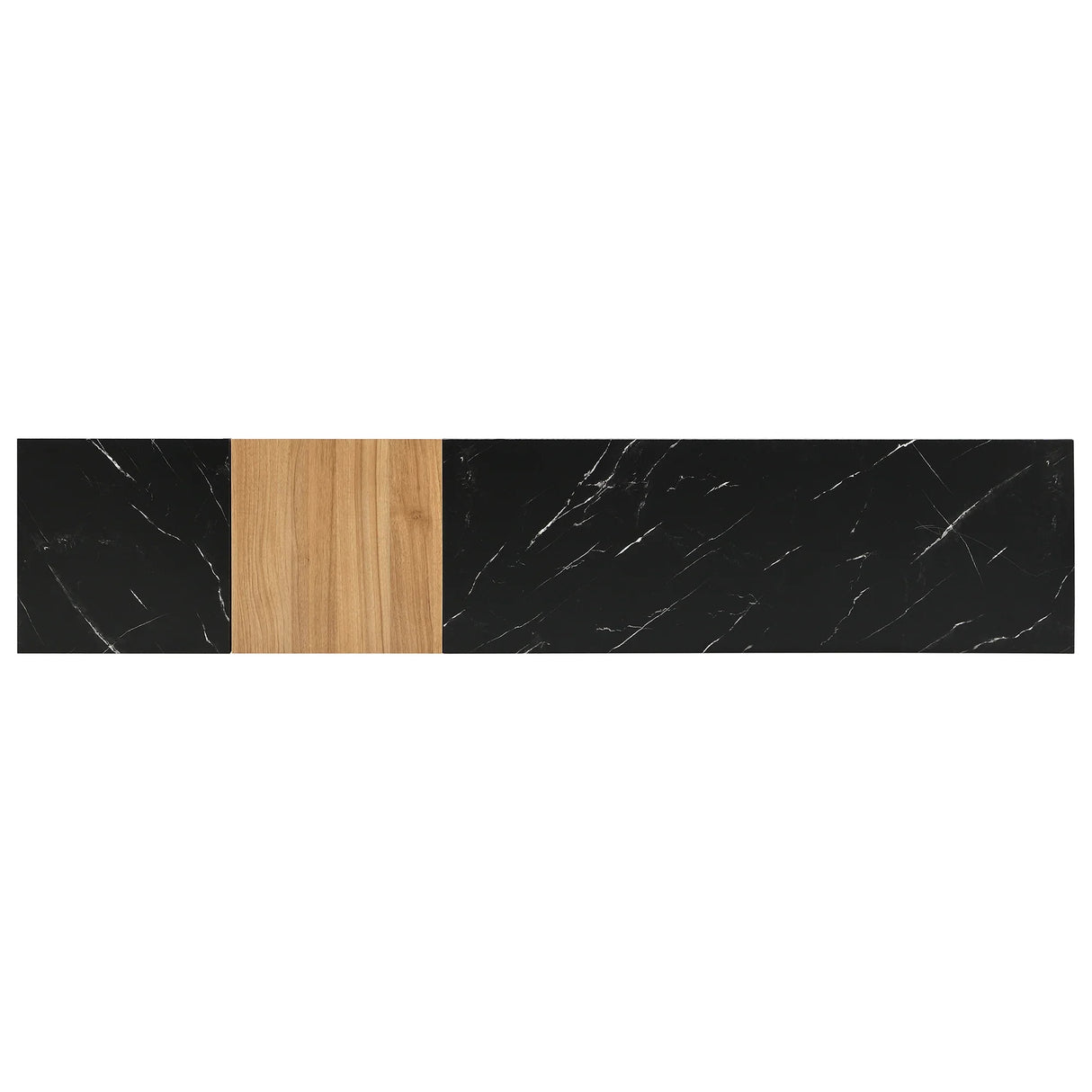 TV Stand With Faux Marble Walnut Finish Low Profile Black - Furniture Home Direct