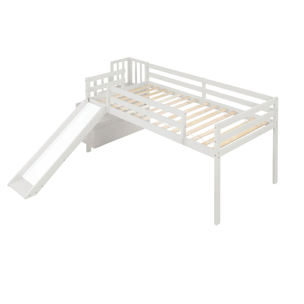 Loft Bed With Staircase, Storage, Slide, Full-Length Safety Guardrails, No Box Spring Needed - Furniture Home Direct