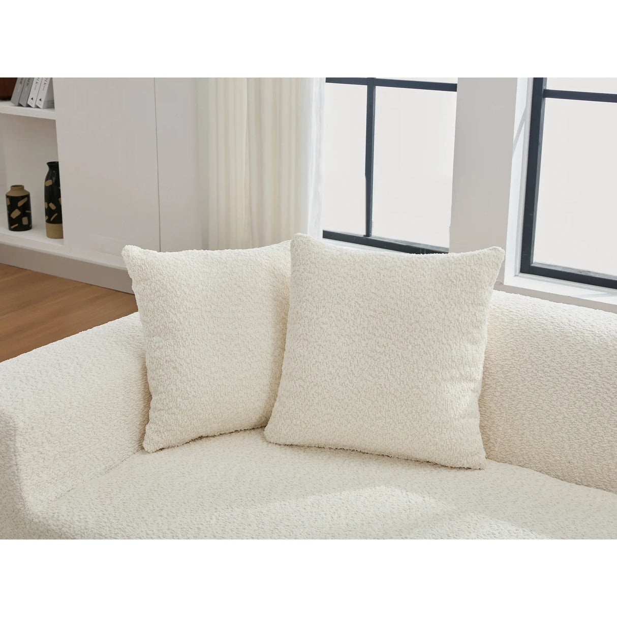 2 Piece Boucle Cloud Living Room Set, Beige - Furniture Home Direct