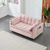 Modern Velvet Sofa, Sofa Pull-Out Bed, Small Love Seat Casual Sofa With Back, With Pillow, Pockets, Living Room Furniture, 3 In 1 Convertible Sleep Sofa Bed - Furniture Home Direct