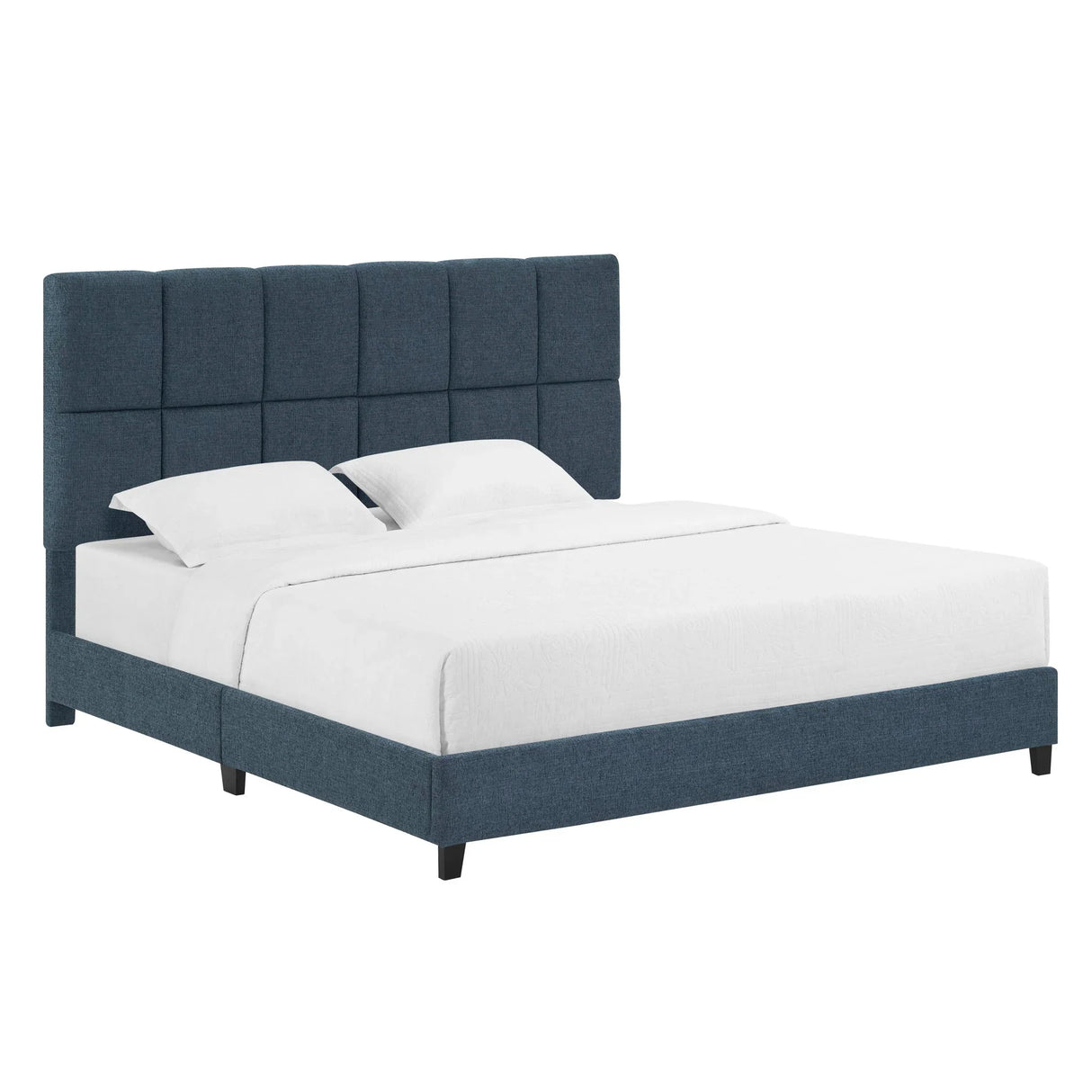 Squares Upholstered Platform Bed - Furniture Home Direct