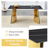 Dining Table Black Marble With Gold Butterfly Legs Black - Furniture Home Direct