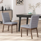 Mid Century Modern Dining Chair (Set of 2) With Channel Stitching - Dark Gray