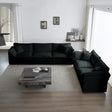 Chenille 2 Piece Living Room Set - Black - Furniture Home Direct