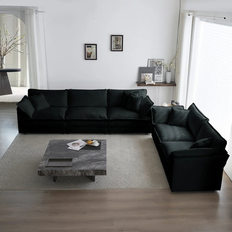 Chenille 2 Piece Living Room Set - Black - Furniture Home Direct
